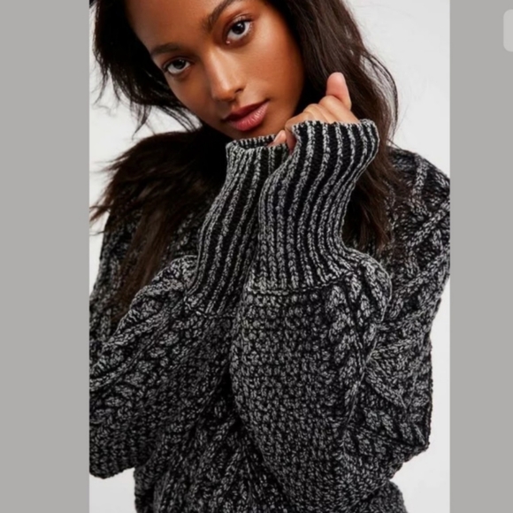 Rare Free People Chunky Cable Knit Sweater Dress Medium - Picture 7 of 16